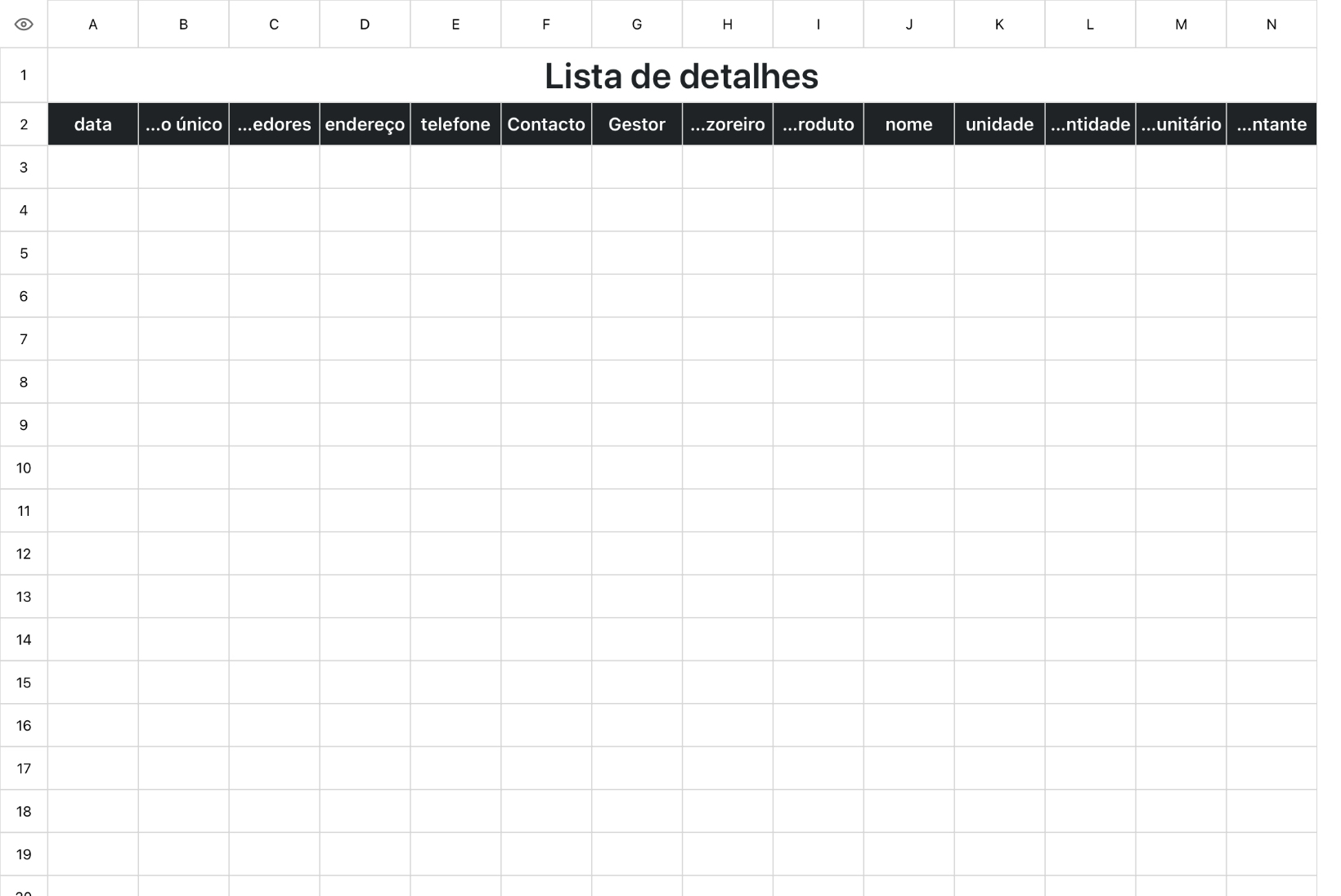 Lista de detalhes